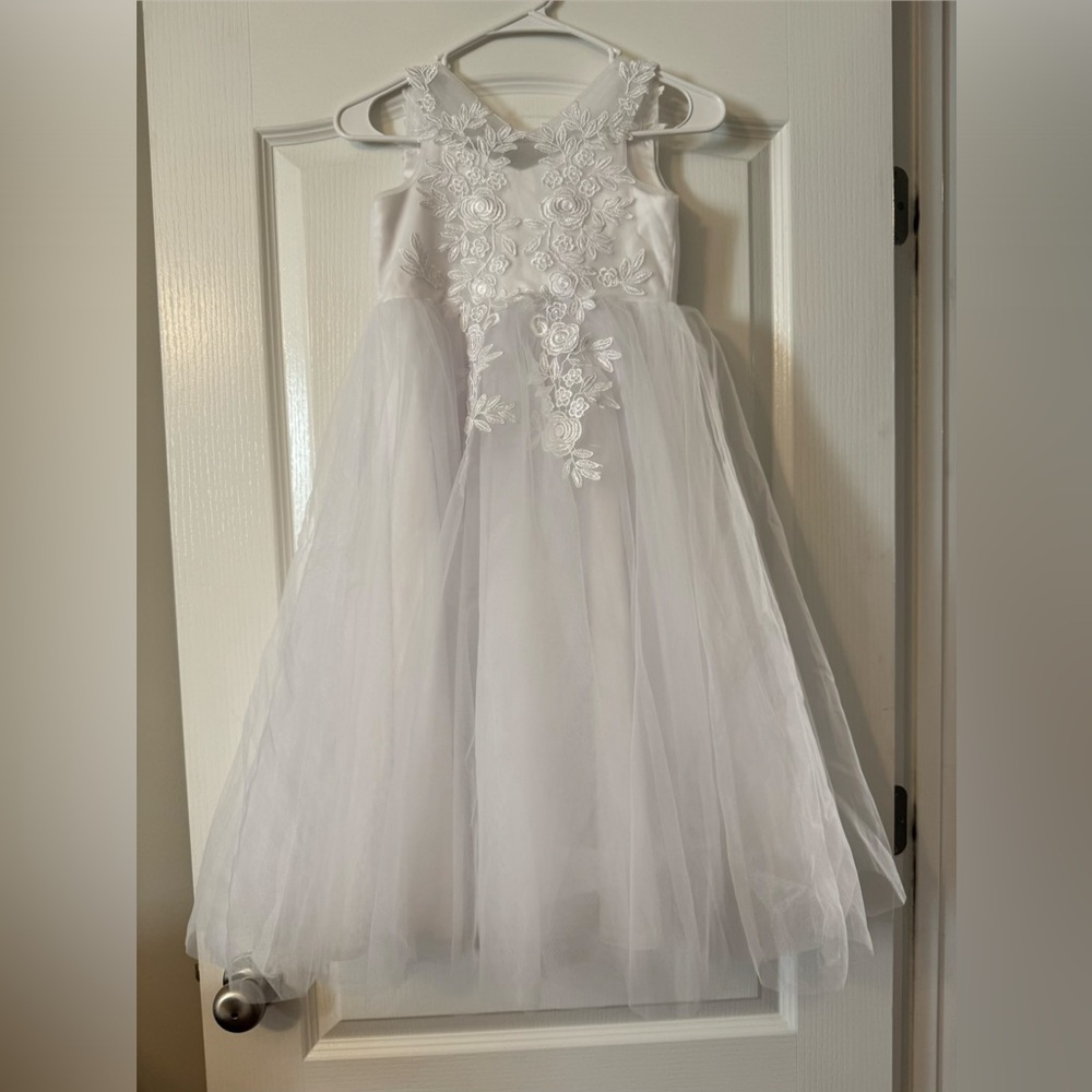 White Floral Kids Dress